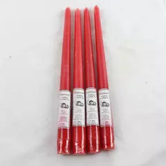 Set of 4 Red 12" Concord Taper Candles New Sealed Slim Dining Decor