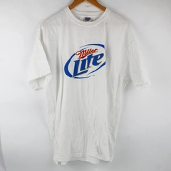 Gildan Heavy Cotton White "Miller Lite" Print Short Sleeve T-Shirt Men's Sz XL