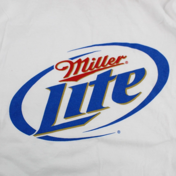 Gildan Heavy Cotton White "Miller Lite" Print Short Sleeve T-Shirt Men's Sz XL