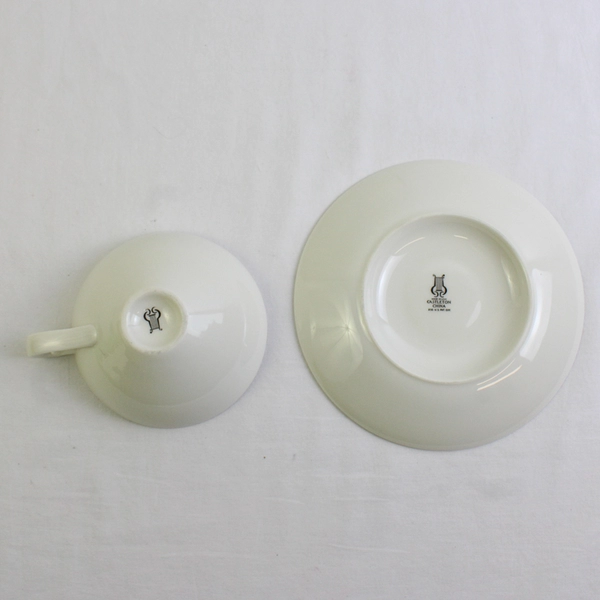 VTG Eva Zeisel Castleton Museum White Wide Flat Cup and Saucer Set