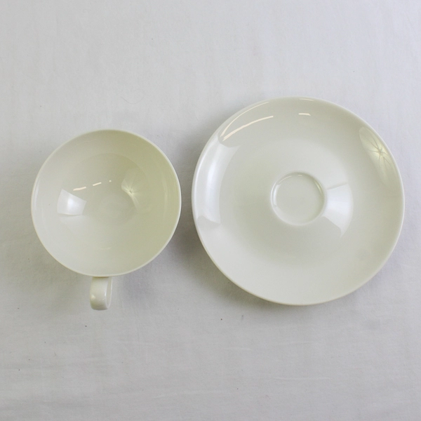 VTG Eva Zeisel Castleton Museum White Wide Flat Cup and Saucer Set