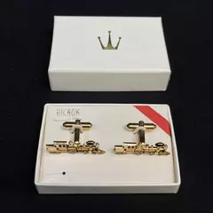 Vintage Pair Of Hickok General Steam Engine Gold Tone Cufflinks 