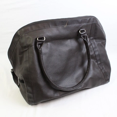 Unbranded Solid Brown Color Faux Leather Large Women's Tote Bag Zipper Closure