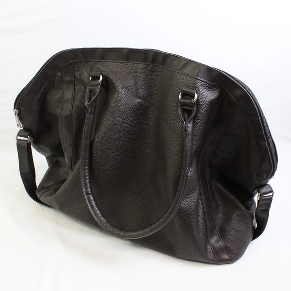 Unbranded Solid Brown Color Faux Leather Large Women's Tote Bag Zipper Closure