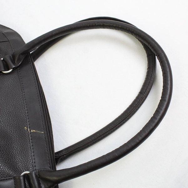 Unbranded Solid Brown Color Faux Leather Large Women's Tote Bag Zipper Closure