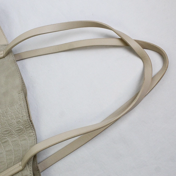 Nordstrom Inc Cream Faux Leather/Suede Women's Tote Bag W/ Matching Clutch