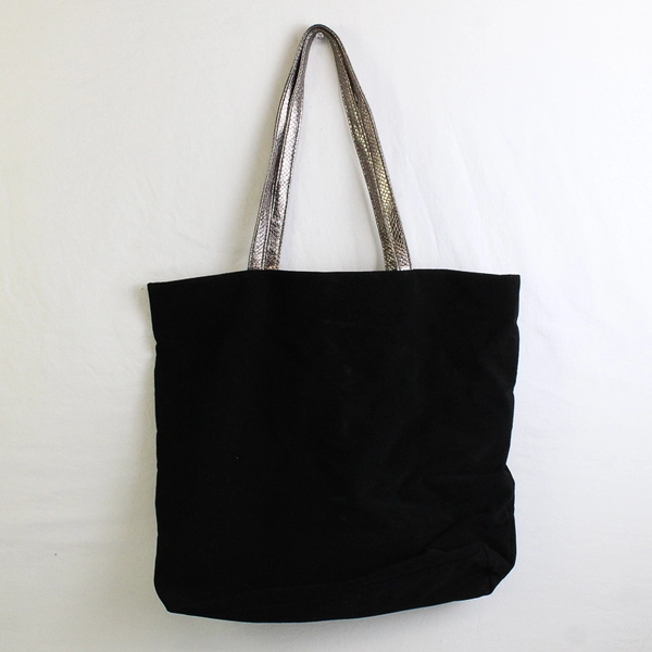 Jimmy Choo Parfums Iridescent Pink Faux Snake Skin Black Suede Women's Tote Bag