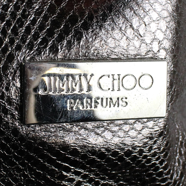 Jimmy Choo Parfums Iridescent Pink Faux Snake Skin Black Suede Women's Tote Bag