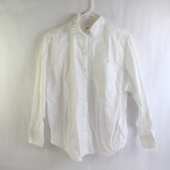 A New Day Plain White Button-Up Long-Sleeved Shirt Women's Size Small