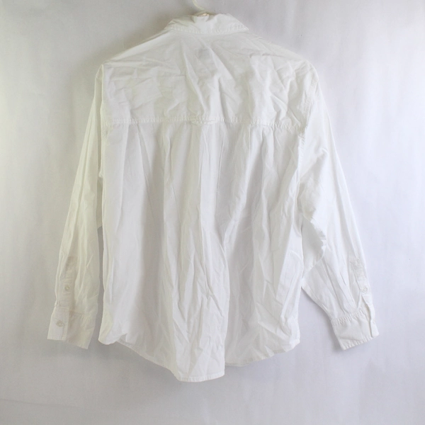 A New Day Plain White Button-Up Long-Sleeved Shirt Women's Size Small