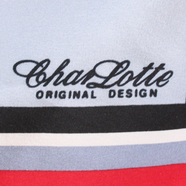 VTG Charlotte Original Design Red Black Gray Scarf 35" x 35" FLAWED