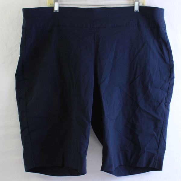 Ruby Rd. Navy Blue Flat Front Pull On Shorts Women's Size 22W