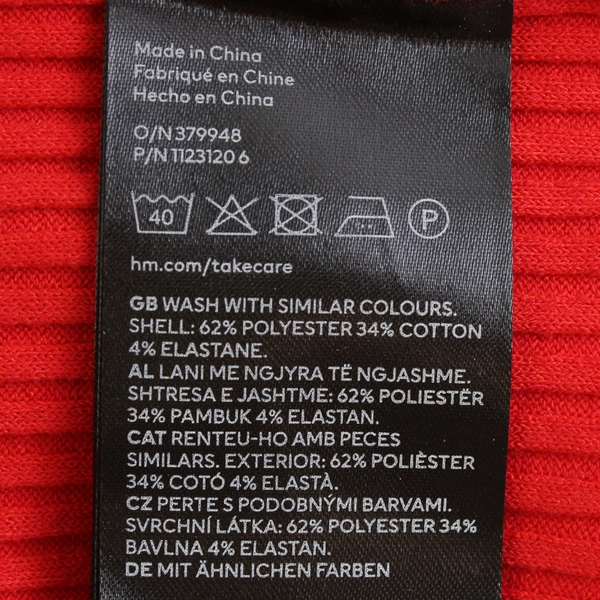 H&M Red Puff-Sleeve V-Neck Sweater Women's Size XL