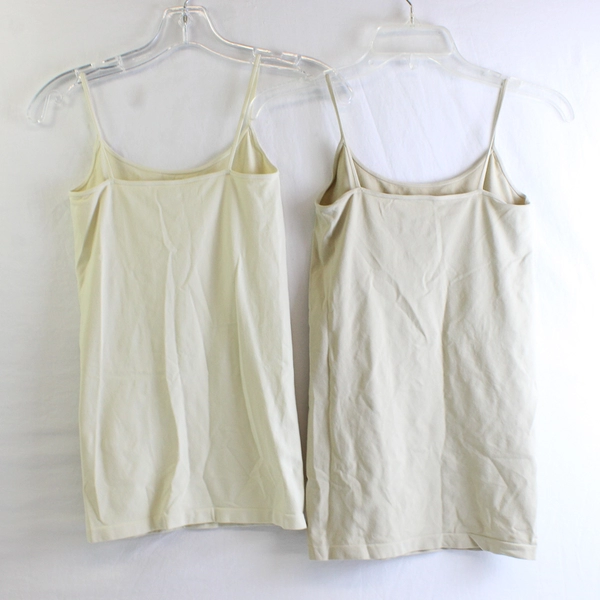 Lot of 2 Kurve by Idea Stretchy Spaghetti Strap Camis Women's XS Med Cream Beige