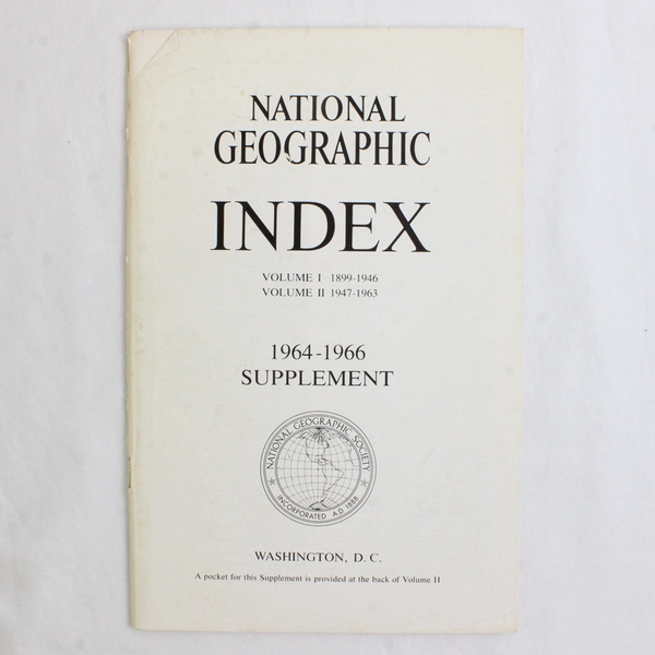Lot Of 2 National Geographic Magazine Index Supplements 1964-1967