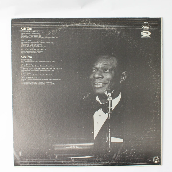 Nat King Cole Unforgettable 1972 Vinyl Album Capitol