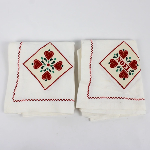 Set of 2 Tea Towels Noel Decorative Christmas FLAWED