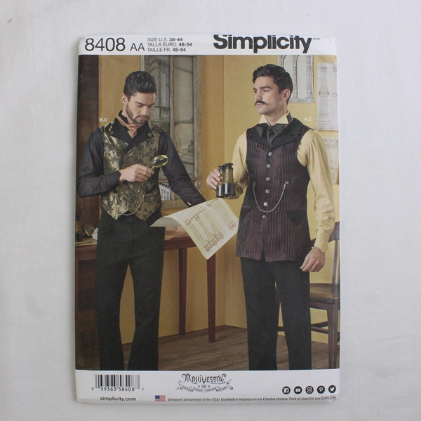 Simplicity Arkivestry Designs 8408 Shirt & Vests Costumes Mens Size AA (38-44)
