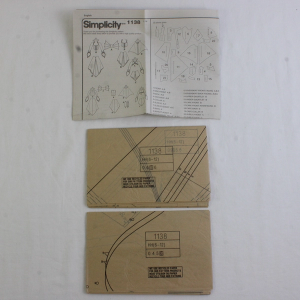 Simplicity Krescent Costumes 1138 Fantasy Style Womens Size HH (6, 8, 10, 12)