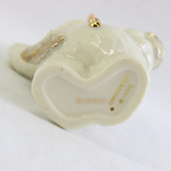 Vintage Lenox Porcelain Snowman Holding Christmas Tree Figure 3.5"