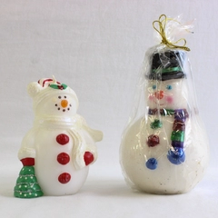 Lot of 2 Candles Unbranded Snowmen with Scarves Unlit