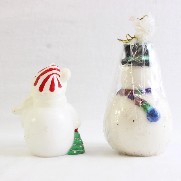 Lot of 2 Candles Unbranded Snowmen with Scarves Unlit