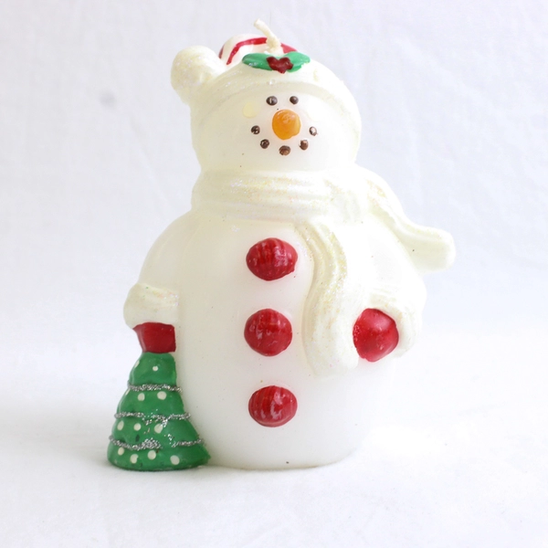 Lot of 2 Candles Unbranded Snowmen with Scarves Unlit