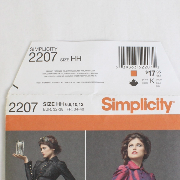 Simplicity Arkivestry 2207 Steam Punk Costumes Women's Size HH (6,8,10,12) 2011