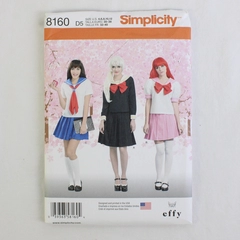 Simplicity Effy 8160 Japanese School Girl Costume Women's Size D3 (4,6,8,10,12)