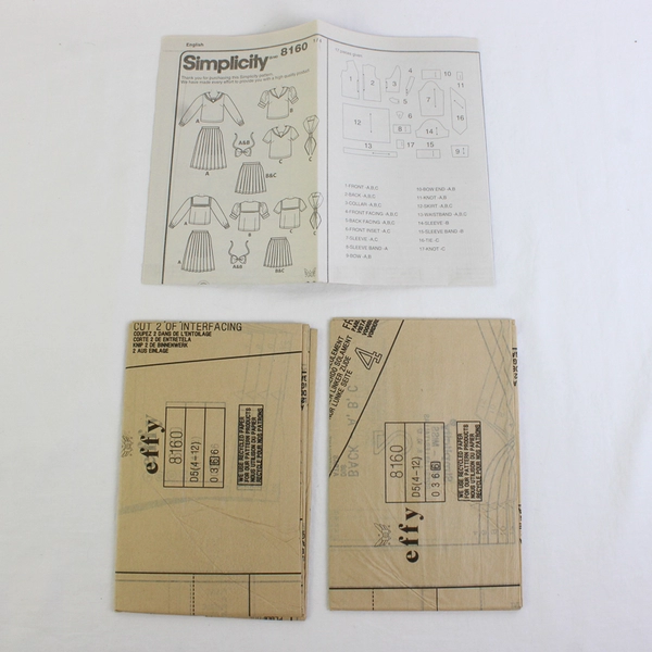 Simplicity Effy 8160 Japanese School Girl Costume Women's Size D3 (4,6,8,10,12)