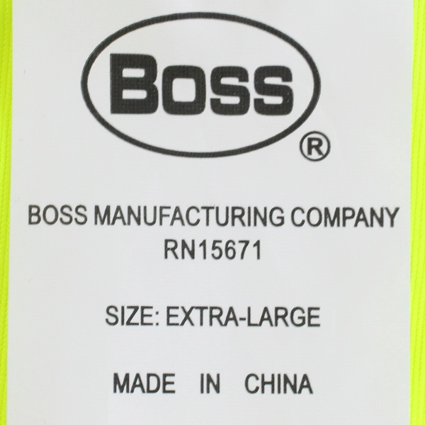 Boss Manufacturing Company Safety Vest "Safely Home" Print Men's Size XL Yellow