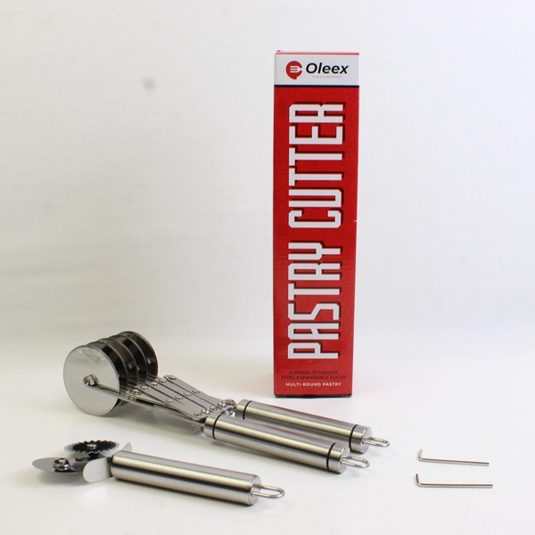 Oleex Pastry Cutter 5 Wheel Stainless Steel Expandable Multi-Round Dual-Fluted