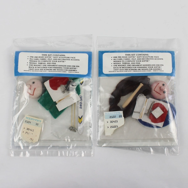 Lot Of 2 1982 Softies Sculpture Faces To Decorate Kits Baseball Player & Skier