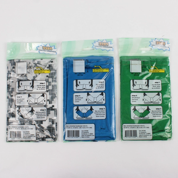 Lot Of 3 The Academic Stretchable Book Covers Green, Blue, Multicolor