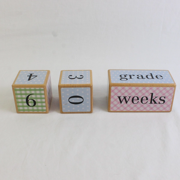 Lovely Sprouts Set Of 3 Milestone Age Blocks Solid Wood Unisex Neutral