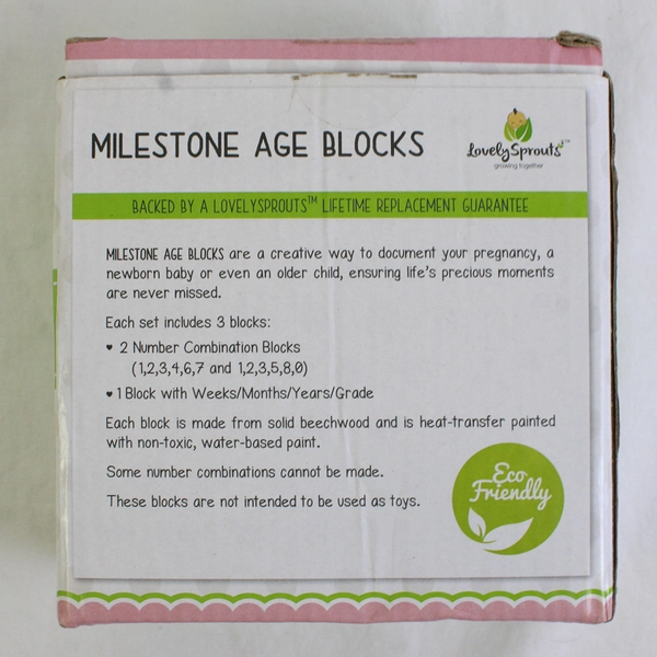 Lovely Sprouts Set Of 3 Milestone Age Blocks Solid Wood Unisex Neutral
