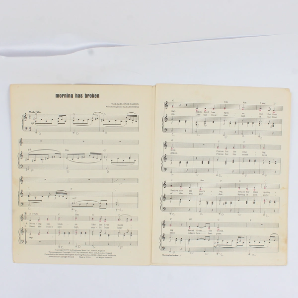 Sheet Music Morning Has Broken by Cat Stevens & Eleanor Farjeon 1972