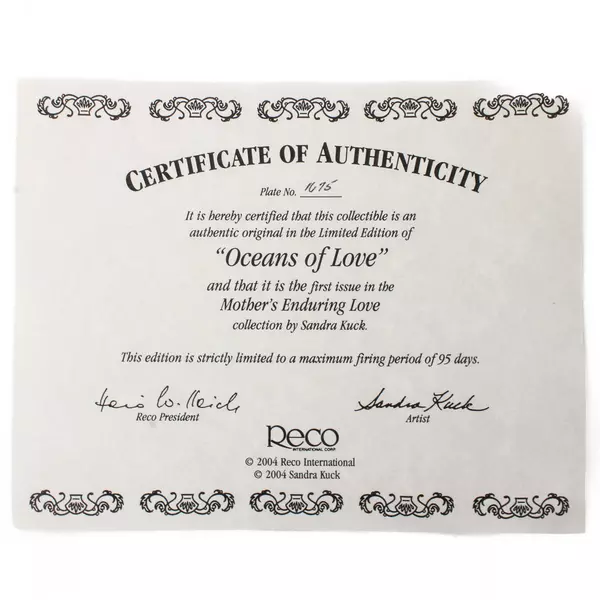 Sandra Kuck Art Plate Oceans Of Love Mothers Enduring Love Beach COA New LE