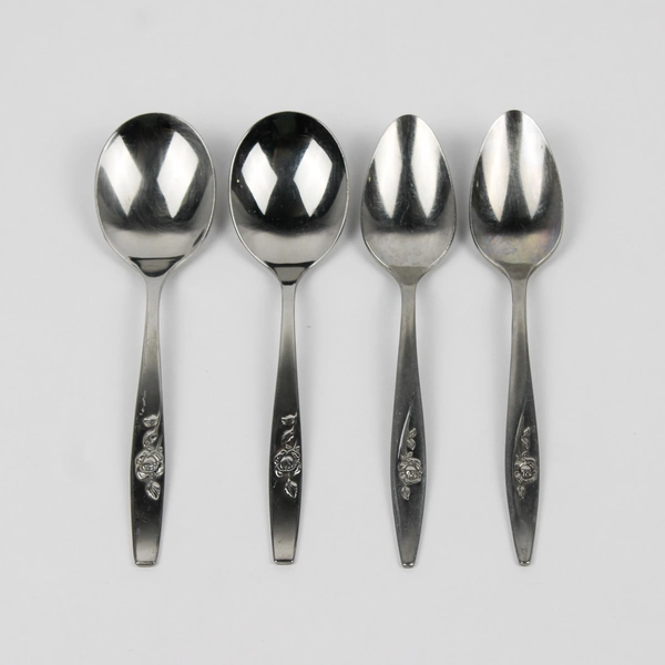 Lot Of 4 Oneida Silver Our Rose (Stainless) Flatware 2 Teaspoons 2 Sugar Spoons