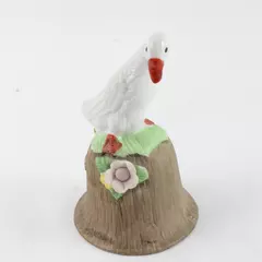Vintage Ceramic Porcelain Bell Goose Duck Figurine Flower Design 5" Tall