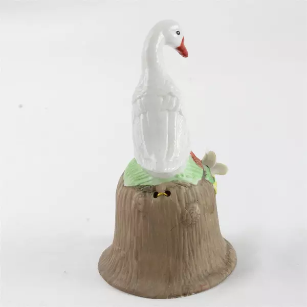 Vintage Ceramic Porcelain Bell Goose Duck Figurine Flower Design 5" Tall