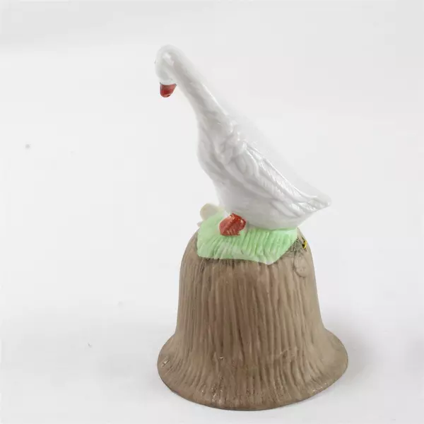 Vintage Ceramic Porcelain Bell Goose Duck Figurine Flower Design 5" Tall