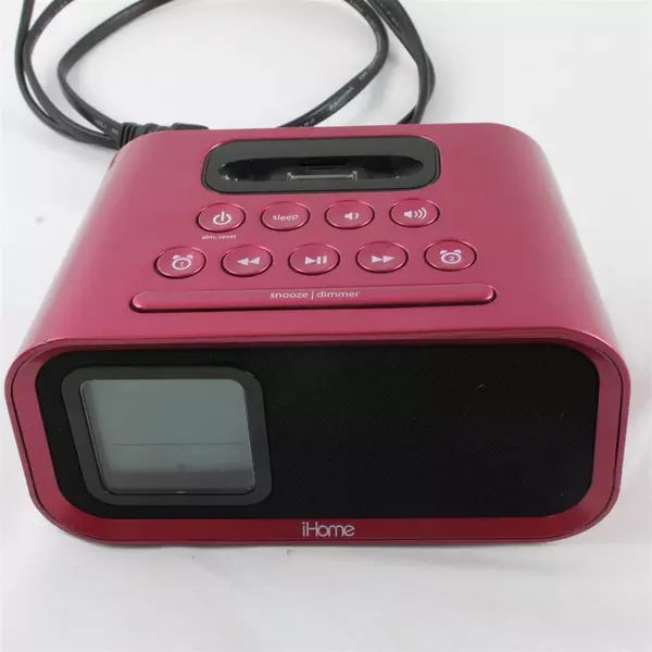 iHome Alarm Clock Charge & Dock Station for iPod Model iH22 Pink / Magenta