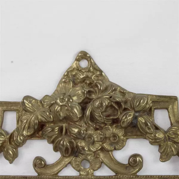 Victorian Brass Floral Wall Mount 6 Hook 8.5 Inch Gold Key Coat Hat Rack