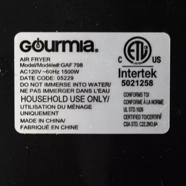 Gourmia 7 Quart Digital Air Fryer GAF798 Works