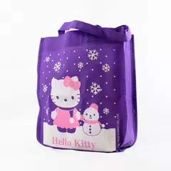 2008 Hello Kitty Sanrio Purple Shopping Tote Gift Bag Small 9.25"x10" Snowflakes