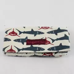 Bungalow 360 Mini Canvas Wallet Clutch Shark Print Small Zip Pouch