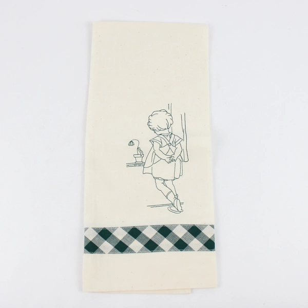 Set of 2 Vintage Handmade Embroidered Cloth Tea Towels FLAWED