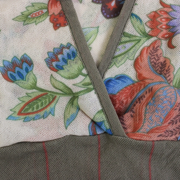 Sweet Pea Women's M Green Floral Mesh Faux Wrap Half Sleeve Top 