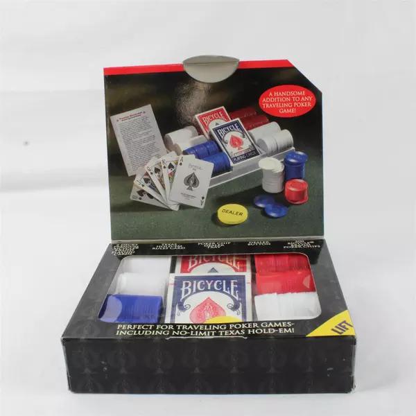 Bicycle Poker Dealer Set 2 Decks 200 Chips Tray Sealed New Card Game Kit